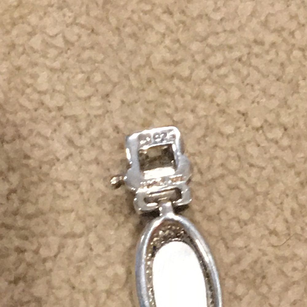 Vintage Mother of Pearl Cabochon Sterling Silver 925 Bracelet - Picture 11 of 12